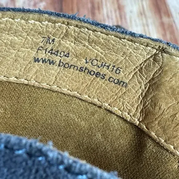 Born Sz 7 Blue Suede Leather Buckle Slide On Chunky Block Heel Clogs Mules Shoes - Picture 10 of 11